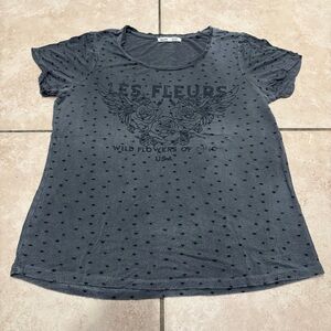 Barbados Gray T-Shirt graphic floral pattern t shirt size m